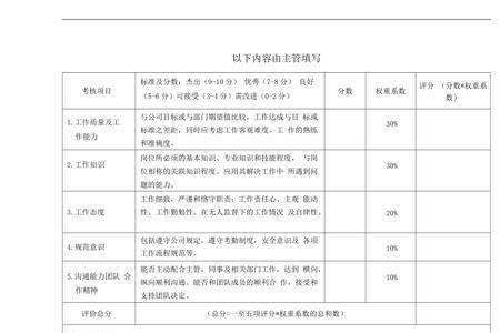 国企试用期考核内容