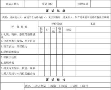 人事写面试评估表就稳了吗