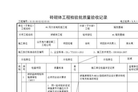 砖砌体结构检验批怎么填写