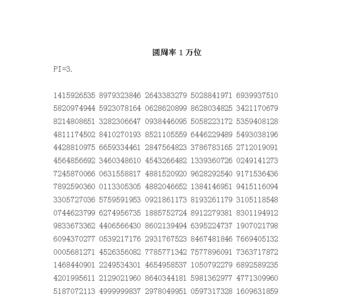 圆周率小数点后52位数字