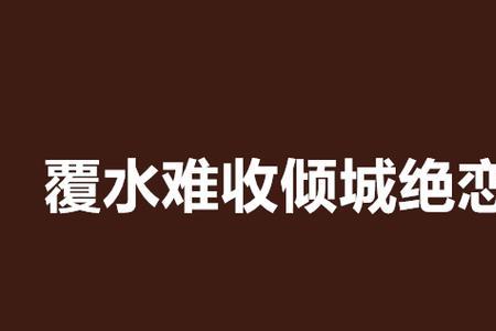 从此覆水难收啥意思