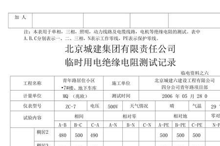 电机电压等级与绝缘电阻对照表