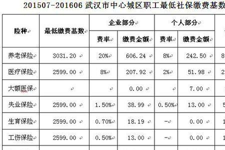 2023年武汉社保缴费标准