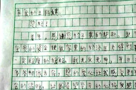 想对资助人说的话小学生