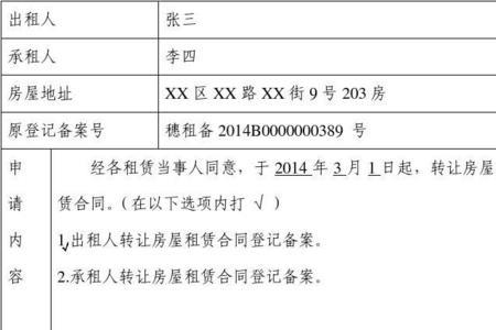 房屋租赁登记备案信息摘要