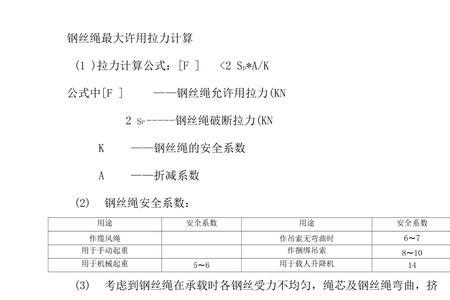 钢丝绳吊装吨数计算方法