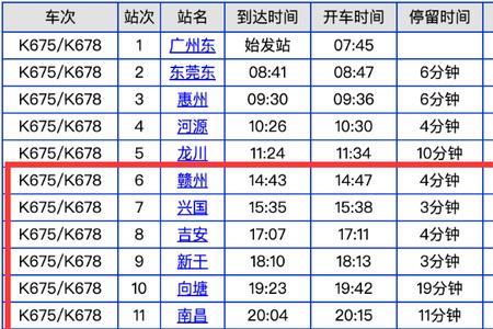 K714次列车途经站点