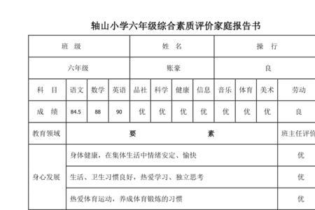 家庭综合评价语