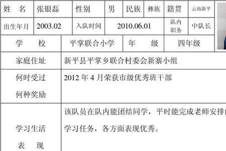 少先队员档案表怎么填