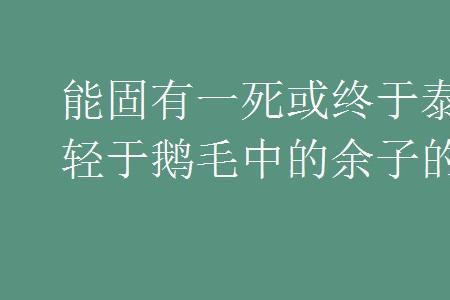 生如泰山死如鸿毛什么意思