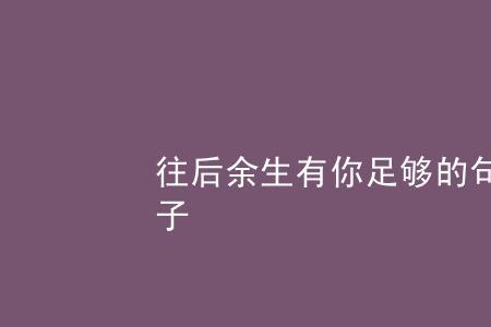 余生有你已足够下一句怎么回复