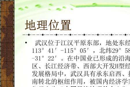 给我介绍下武汉的地理方位