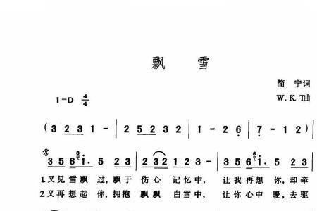 飘雪的曲子有几个版本的歌词