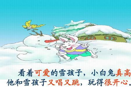 雪孩子不见了,小白兔伤心地说