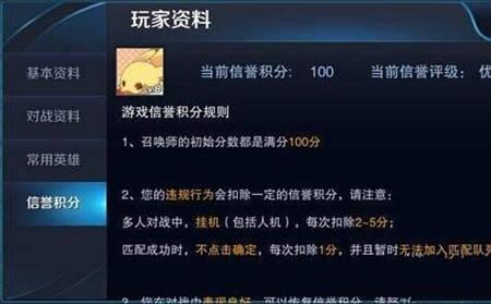 王者信誉积分怎么扣到0