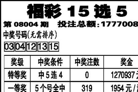 15选5全部组合一共多少组