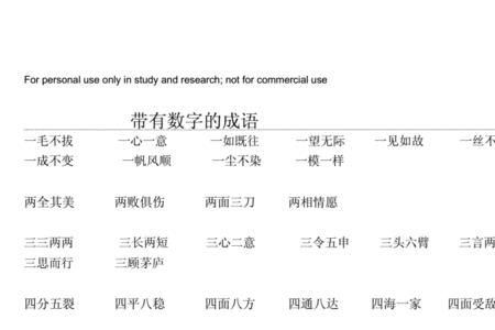 手脚用数字组成的成语