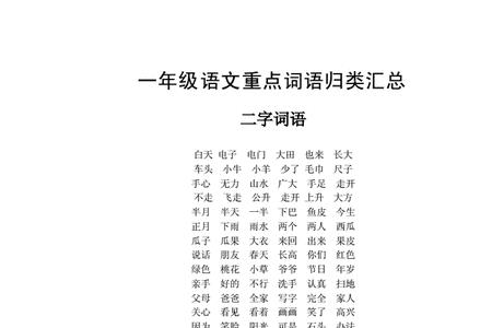 一对二字词语