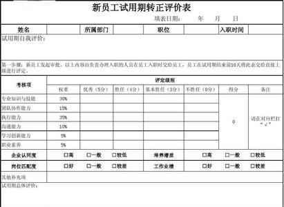 试用期评估表的不足之处怎么写