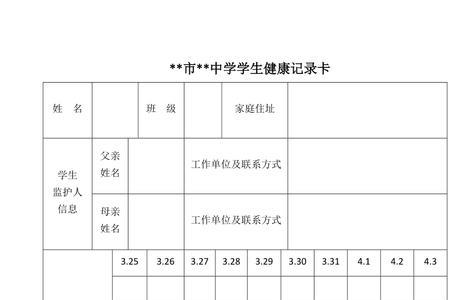 茂名市学生健康记录卡怎么填写