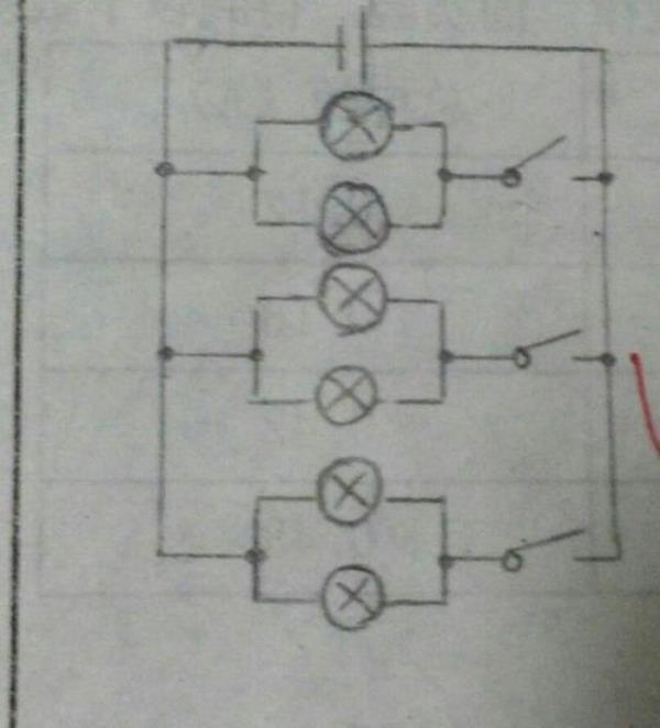 开关控制三色灯电路图