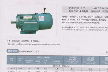 110kw电机电缆对照表