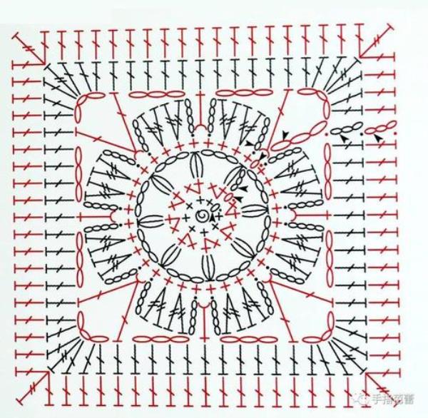 方块实心花的钩法