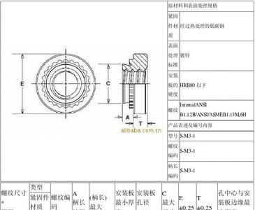 压铆螺母尺寸规格表