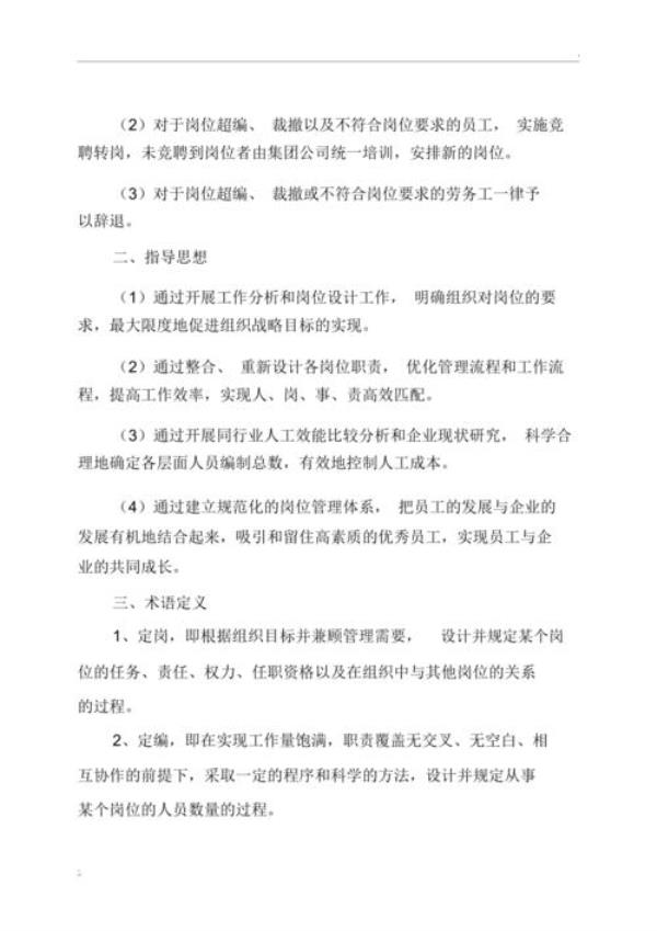 公司三定方案指导意见