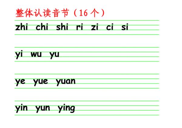 10个整体认读音节是哪十个