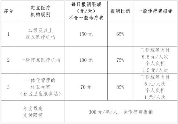 吉林省医保住院起付标准