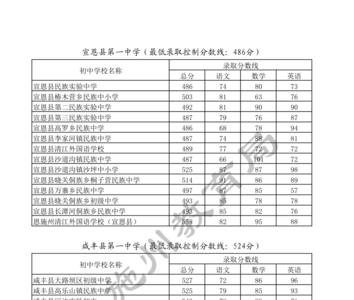 奉节中学中考录取分数线2021