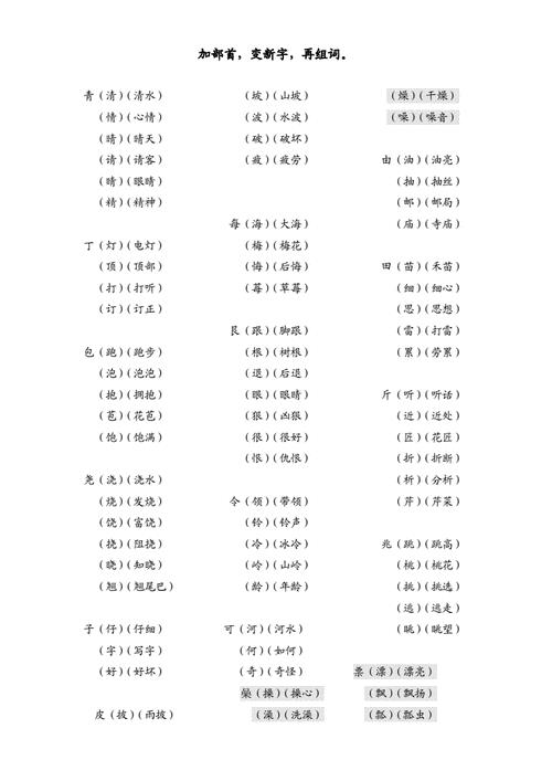 巴加部首组成新字