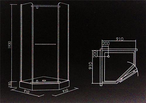 扇形淋浴房900*900实际内部尺寸
