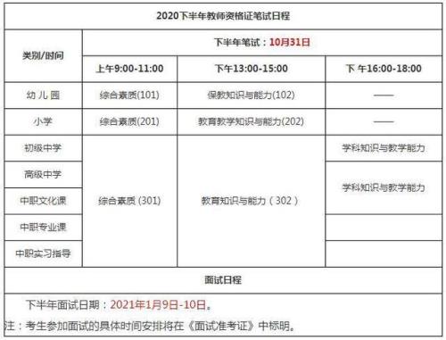 2021下半年教资面试考试报名时间