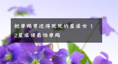 摩羯男最怕什么手段对付他