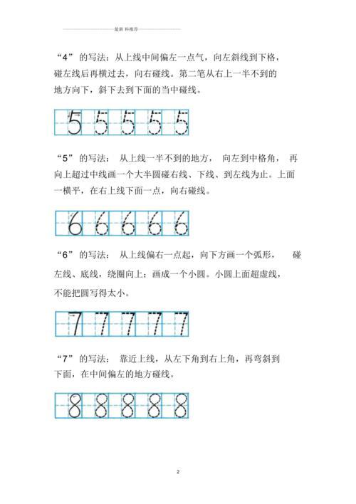 1-9数字写法漂亮