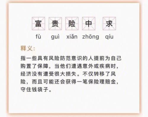 请问富贵险中求是什么意思