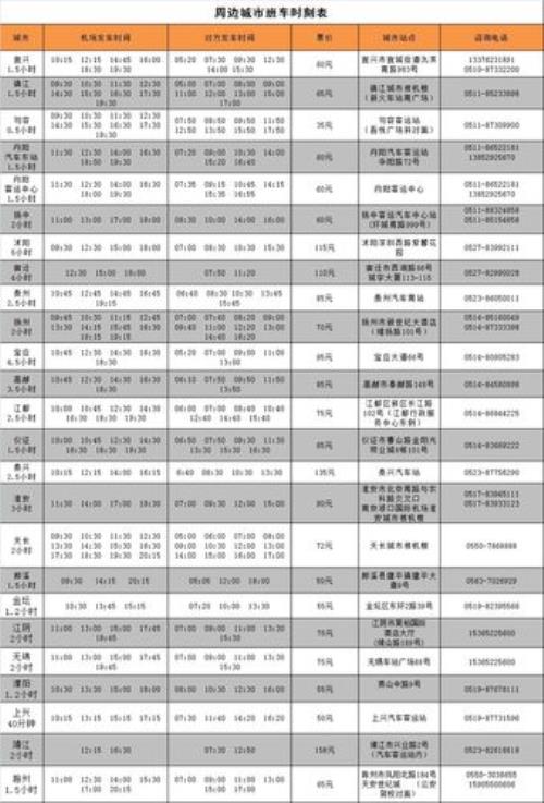 镇江机场大巴时间表最新